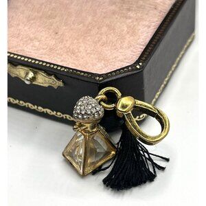 Juicy Couture Gold tone Perfume Bottle Charm W/ Rhinestone Heart & Black Tassel